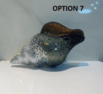 New Conch Shape Crystal Bling Rhinestone Metal Purses Unique Handbag CODE: KAR5412