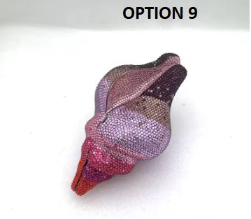 New Conch Shape Crystal Bling Rhinestone Metal Purses Unique Handbag CODE: KAR5412