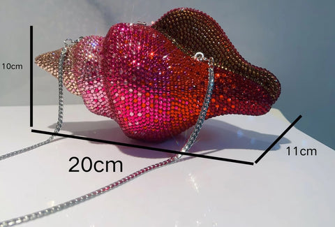 New Conch Shape Crystal Bling Rhinestone Metal Purses Unique Handbag CODE: KAR5412