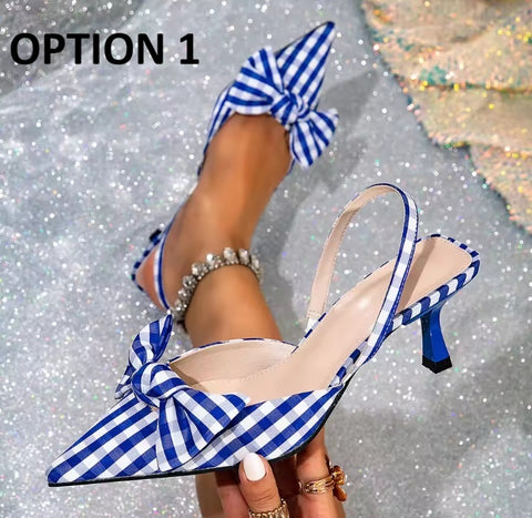 New Fashion Bow Closed-Toe Designer Heels CODE: KAR5418
