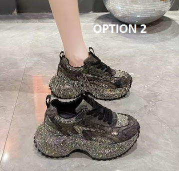 New Rhinestone Thick-soled Heightening Small Trendy Brand Shoes CODE: KAR5419