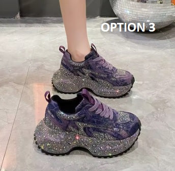 New Rhinestone Thick-soled Heightening Small Trendy Brand Shoes CODE: KAR5419
