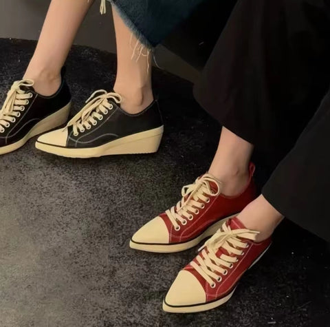 New Pointed Toe Calf Height-increasing Casual Sneakers CODE: KAR5420