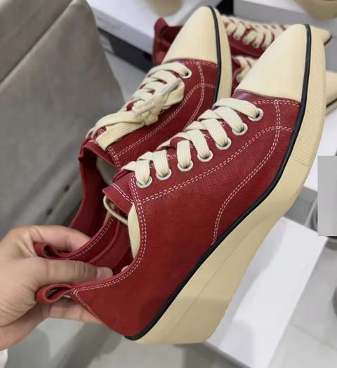 New Pointed Toe Calf Height-increasing Casual Sneakers CODE: KAR5420