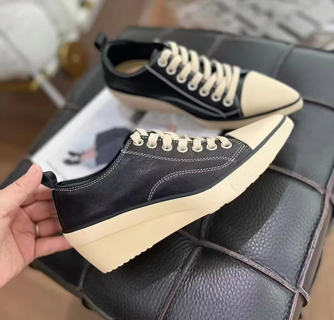 New Pointed Toe Calf Height-increasing Casual Sneakers CODE: KAR5420