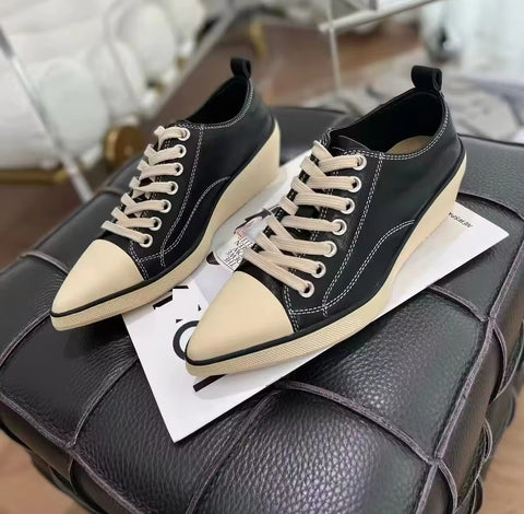 New Pointed Toe Calf Height-increasing Casual Sneakers CODE: KAR5420