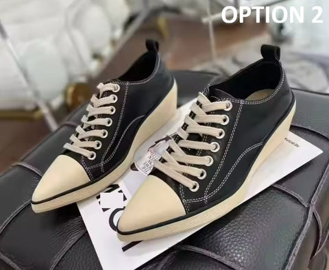 New Pointed Toe Calf Height-increasing Casual Sneakers CODE: KAR5420