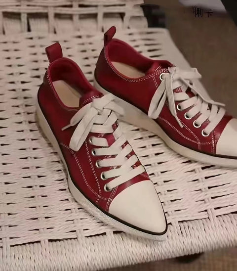 New Pointed Toe Calf Height-increasing Casual Sneakers CODE: KAR5420
