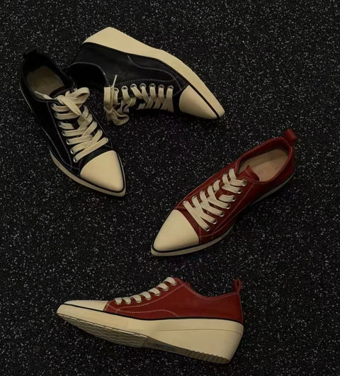 New Pointed Toe Calf Height-increasing Casual Sneakers CODE: KAR5420