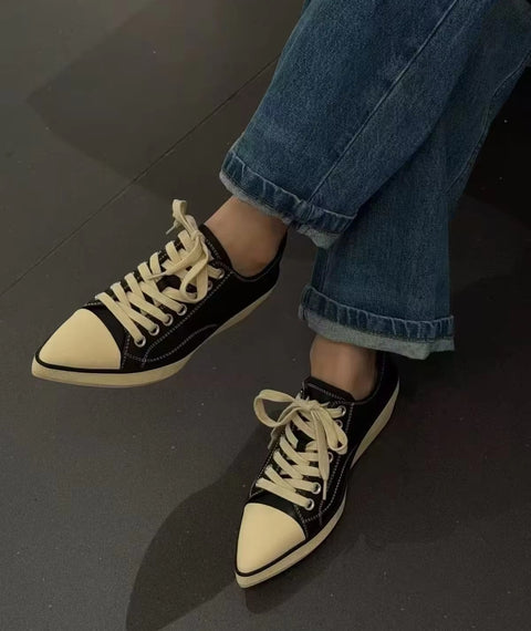 New Pointed Toe Calf Height-increasing Casual Sneakers CODE: KAR5420