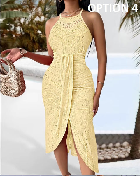 New Elegant Sleeveless Printed Dress CODE: KAR5423