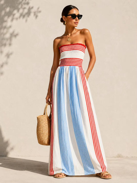 New Sexy Striped Sleeveless A-Line Casual Dress CODE: KAR5426