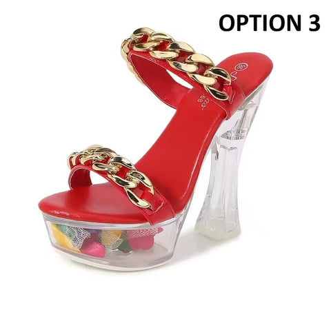 New Metal Buckle Thick Heel Platform High Heels CODE: KAR5431