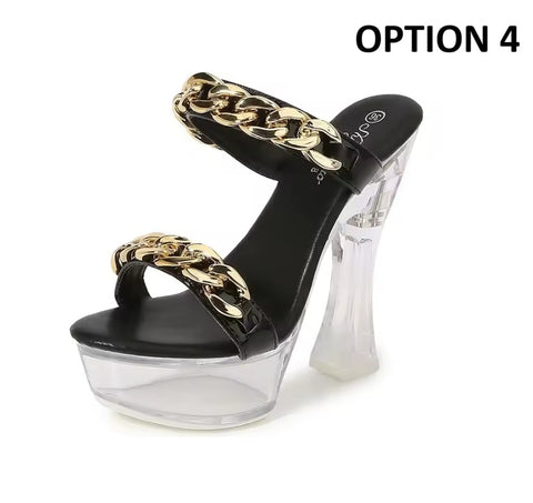 New Metal Buckle Thick Heel Platform High Heels CODE: KAR5431