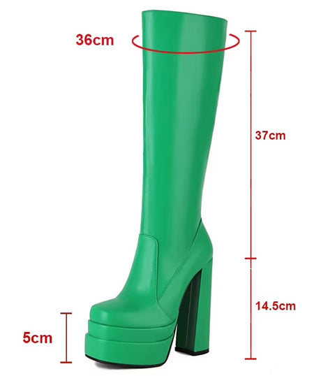 Super High Heels Platform Mid Calf Boots CODE: KAR5432