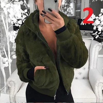 Jacket Thicken Plush Faux Fur Hooded Pocket Coat CODE: KAR737