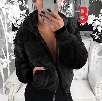 Jacket Thicken Plush Faux Fur Hooded Pocket Coat CODE: KAR737