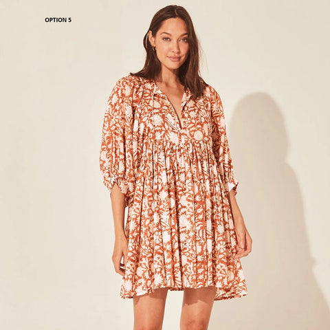 Summer V Neck Tied Rope Loose Casual Half Sleeve Printing Short Dress CODE: KAR2943