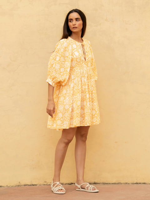Summer V Neck Tied Rope Loose Casual Half Sleeve Printing Short Dress CODE: KAR2943