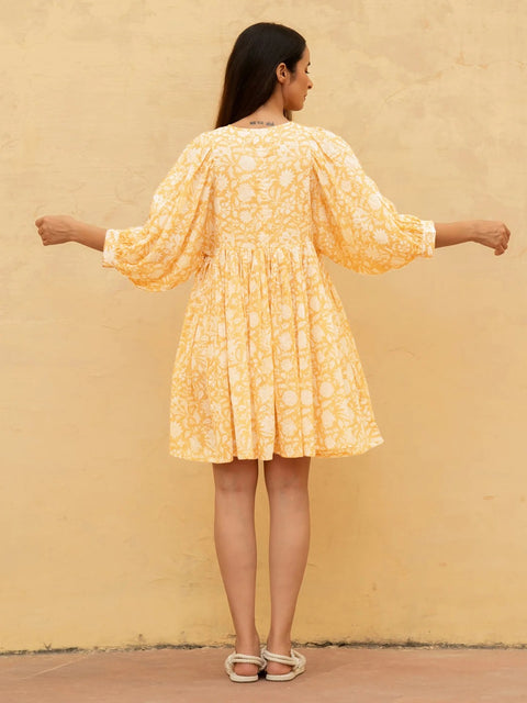 Summer V Neck Tied Rope Loose Casual Half Sleeve Printing Short Dress CODE: KAR2943