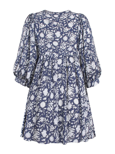 Summer V Neck Tied Rope Loose Casual Half Sleeve Printing Short Dress CODE: KAR2943