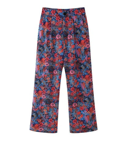 New Floral Print Pant Sets Bow Lace Up O Neck Shirts Top High Waist Trousers Suits CODE: KAR2974