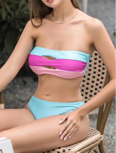 New Summer Hollow Out Bandeau Straples Swimsuit CODE: KAR3721