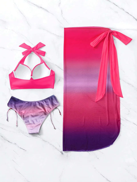 New Casual Fashion Gradient Up Three-Piece Bikini Swimwear CODE: KAR3722
