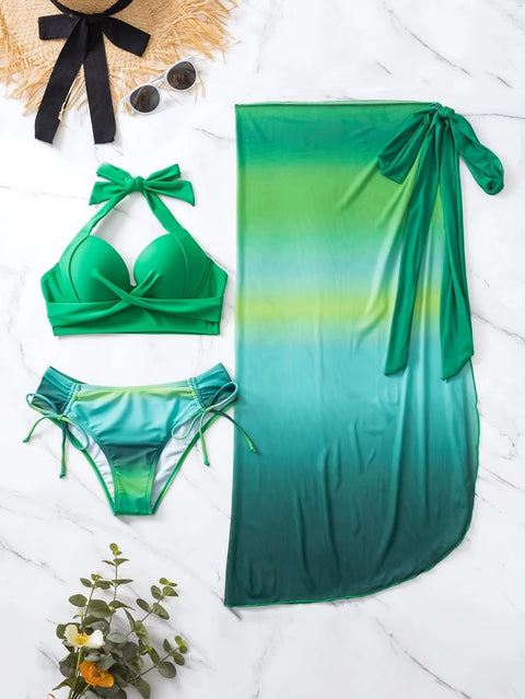 New Casual Fashion Gradient Up Three-Piece Bikini Swimwear CODE: KAR3722
