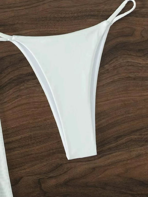 New Sexy Solid Halter Mesh Smock Push UP Backless Hollow 3PCS Set Swimwear CODE: KAR3725