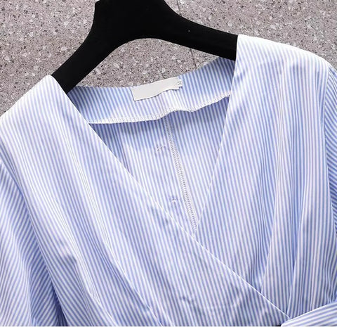 Summer Loose Casual Tops V Neck Bow Knot Short Sleeve Blouse CODE: KAR3727