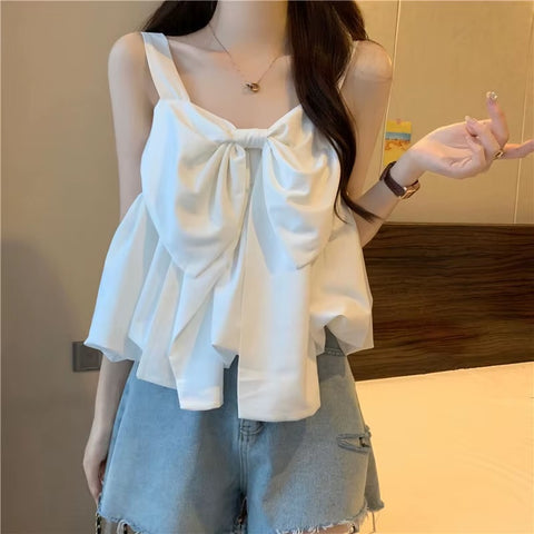 French  Bow Loose Small Suspender Short Top Niche Design CODE : KAR3729