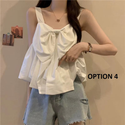 French  Bow Loose Small Suspender Short Top Niche Design CODE : KAR3729