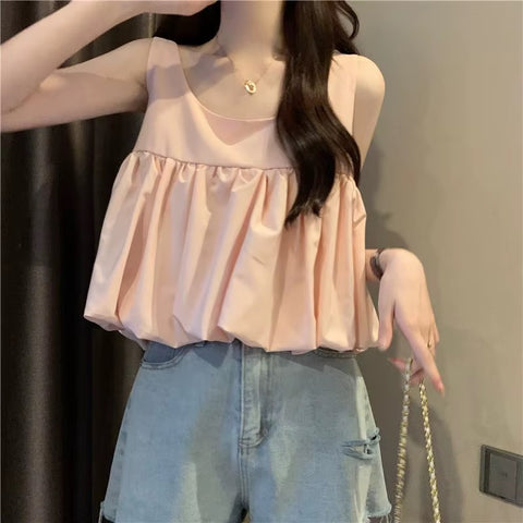 French  Bow Loose Small Suspender Short Top Niche Design CODE : KAR3729