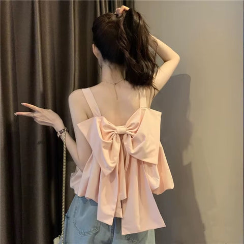 French  Bow Loose Small Suspender Short Top Niche Design CODE : KAR3729