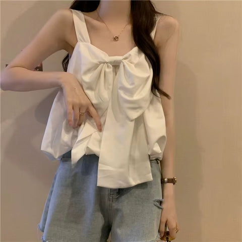 French  Bow Loose Small Suspender Short Top Niche Design CODE : KAR3729