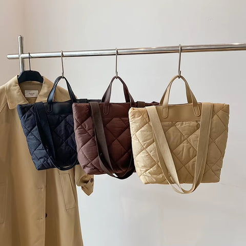 Nylon Puffer Tote Bag with Inner Pocket  Satchel for Work Travel CODE: KAR3734