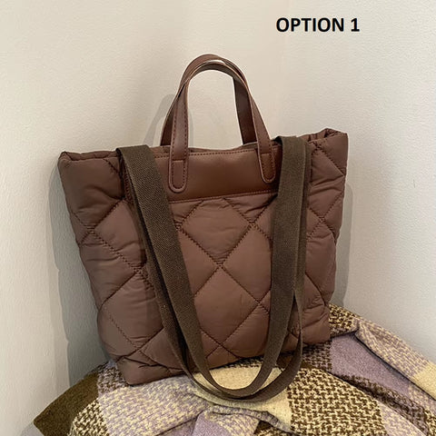 Nylon Puffer Tote Bag with Inner Pocket  Satchel for Work Travel CODE: KAR3734