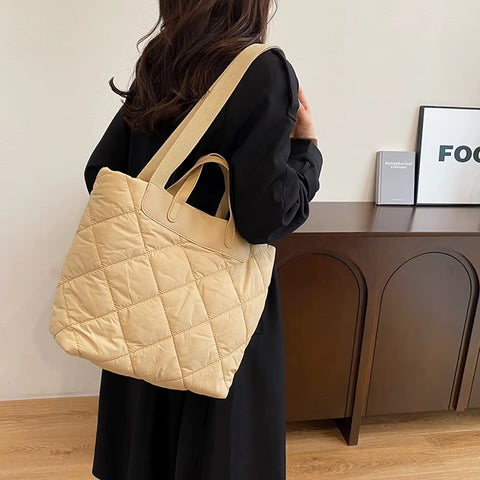 Nylon Puffer Tote Bag with Inner Pocket  Satchel for Work Travel CODE: KAR3734