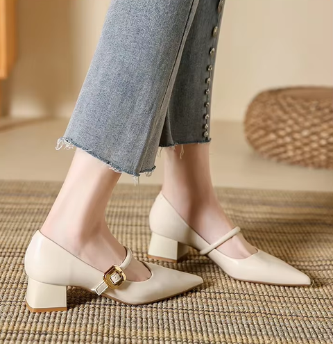 New Fashion Elegant Square Heel Pumps Shoes CODE: KAR3744