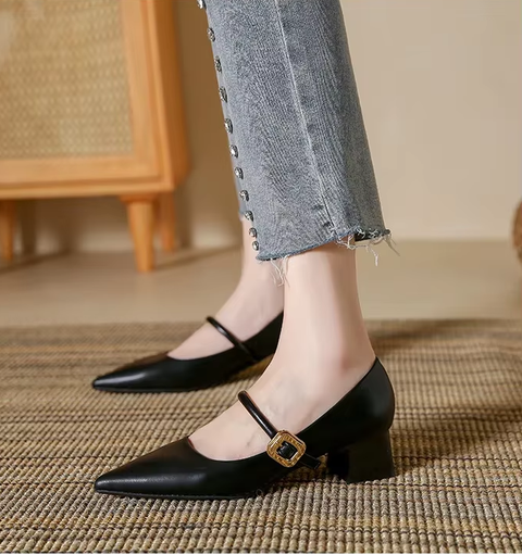 New Fashion Elegant Square Heel Pumps Shoes CODE: KAR3744