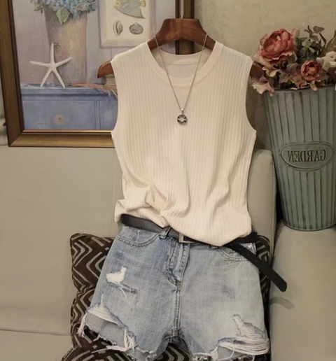 Summer Sleeveless Blouse O-neck Blouse Shirt TOP CODE: KAR3747