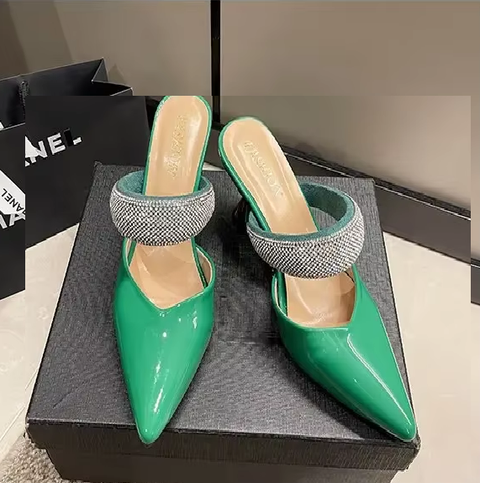 Summer Fine Track Water Diamond Pointed High Heel Plateform Sandal CODE: KAR3751