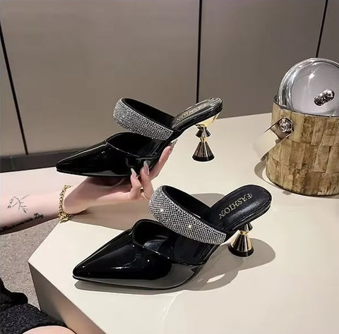 Summer Fine Track Water Diamond Pointed High Heel Plateform Sandal CODE: KAR3751