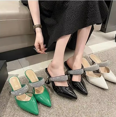 Summer Fine Track Water Diamond Pointed High Heel Plateform Sandal CODE: KAR3751