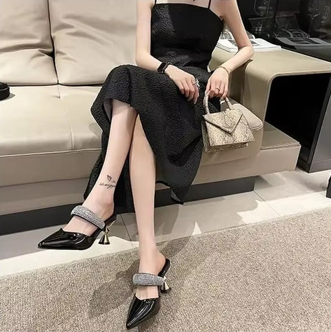 Summer Fine Track Water Diamond Pointed High Heel Plateform Sandal CODE: KAR3751