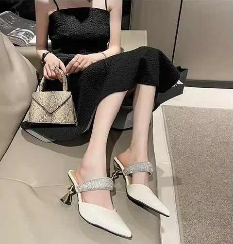 Summer Fine Track Water Diamond Pointed High Heel Plateform Sandal CODE: KAR3751