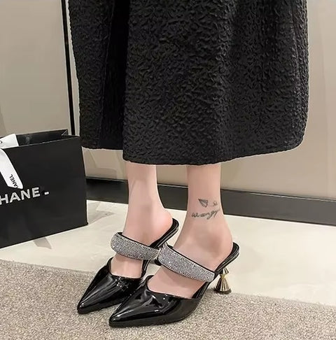 Summer Fine Track Water Diamond Pointed High Heel Plateform Sandal CODE: KAR3751