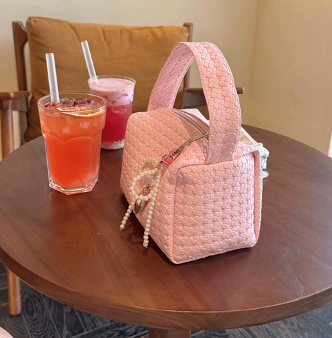 New Woven pattern Handheld makeup toiletry Cosmetics Storage Pouch bag CODE: KAR3754