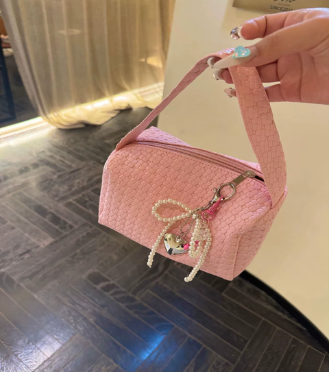 New Woven pattern Handheld makeup toiletry Cosmetics Storage Pouch bag CODE: KAR3754